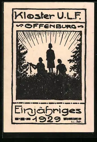 Künstler-AK Offenburg, Kloster U. L. F., Absolvia Einjähriges