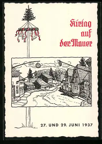 Künstler-AK Wien, Wien-Mauer, Kirtag auf der Mauer 27. und 29. Juni 1937, Strassenpartie