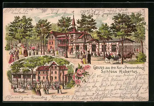 Lithographie Erfurt, Kurhaus und Pension Schloss Hubertus