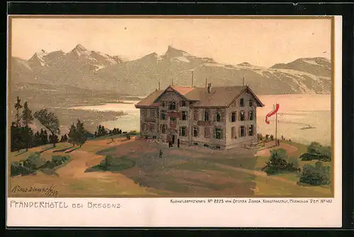 Künstler-AK Zeno Diemer: Bregenz, Pfänderhôtel