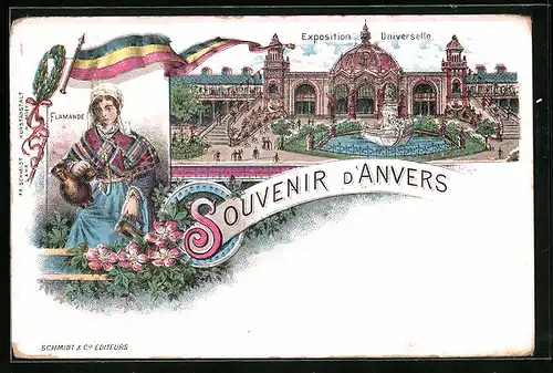 Vorläufer-Lithographie Anvers, 1894, Exposition Universelle, Flamande