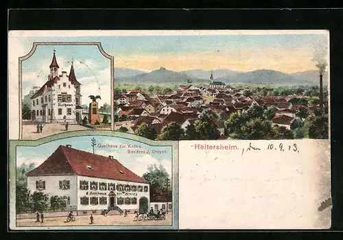 AK Heitersheim, Gasthaus zur Krone, Rathaus