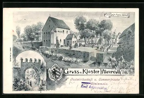 Künstler-AK Pillenreuth, Kloster mit Gasthof von Emil Angermüller