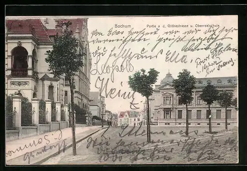 AK Bochum, Goethestrasse mit Oberrealschule