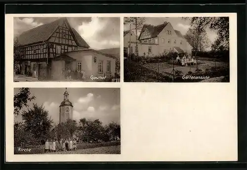 AK Wernsdorf, Gasthof von Albert Rudolph, Kirche