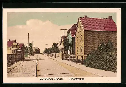 AK Duhnen /Nordsee, Strassenpartie Wehrbergsweg