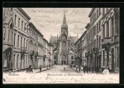 AK Aachen, Marienkirche mit Mittelstrasse