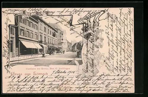 AK Lörrach, Gasthaus zur Krone von G. Geitlinger
