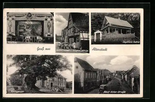 AK Altenstadt, Gasthaus Wilh. Lips, Jagdhaus-Gudrun, Strasse von oben