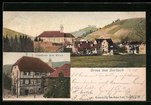 AK Durbach, Gasthaus zum Ritter, Ortsansicht