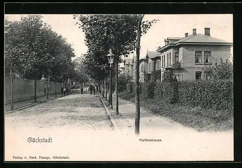 AK Glückstadt, Moltkestrasse mit Anwohnern