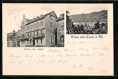 AK Camp a. Rh., Hôtel zum Anker, Uferpartie