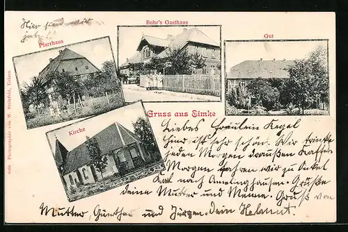AK Eimke, Buhr`s Gasthaus, Gut, Kirche