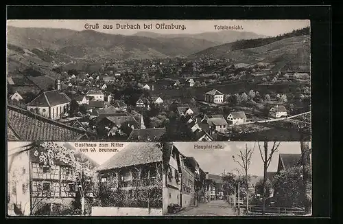 AK Durbach bei Offenburg, Gasthaus zum Ritter, Hauptstrasse, Totalansicht