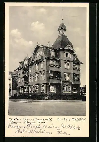 AK Bad Dürrheim, Kurhaus Waldblick von der Strasse gesehen