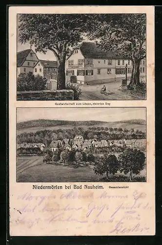 AK Niedermörlen bei Bad Nauheim, Gasthaus zum Löwen, Gesamtansicht