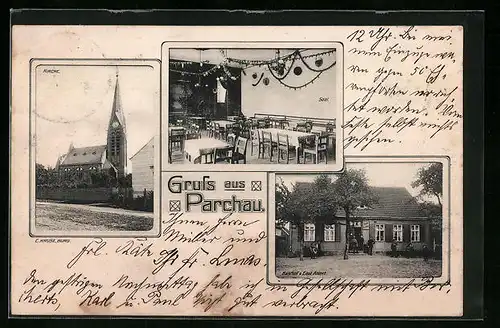AK Parchau, Gasthof Emil Ahlert, Kirche