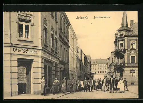 AK Rosswein, Dresdnerstrasse mit Einwohnern