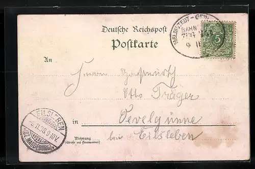 Lithographie Uchtspringe, Hôtel F. Schulz, Waldpartie, Gesamtansicht