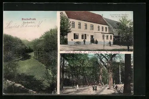 AK Bischofrode, Gasthof zum Waldhaus, Spielplatz im Junkernholz, Lindenthal