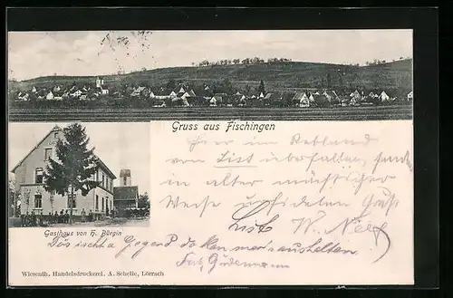AK Fischingen, Gasthaus von H. Bürgin, Teilansicht