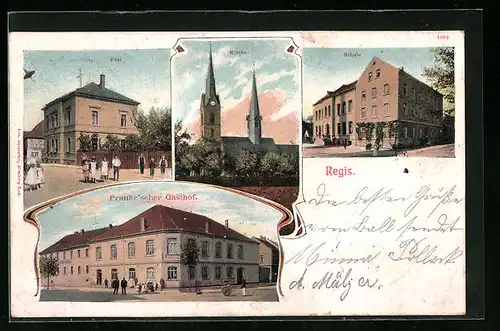 AK Regis, Franke`scher Gasthof, Schule, Post