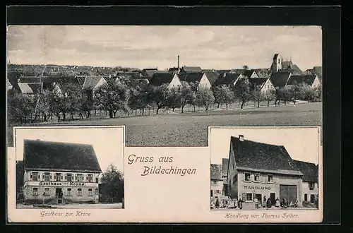 AK Bildechingen, Gasthaus zur Krone, Handlung von Thomas Saiber, Teilansicht