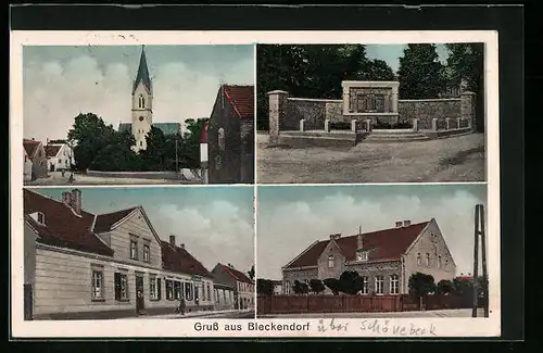 AK Bleckendorf, Geschäft, Kirche, Denkmal