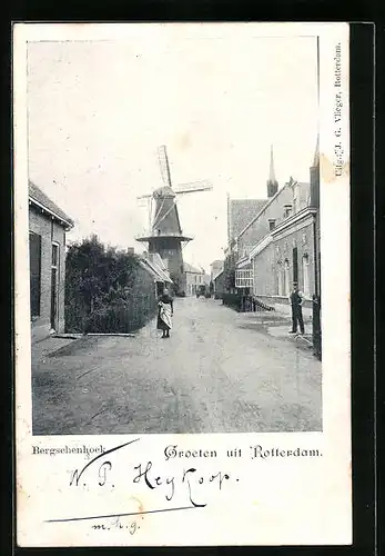 AK Rotterdam, Bergschenhoek, auf dem Weg zur Windmühle