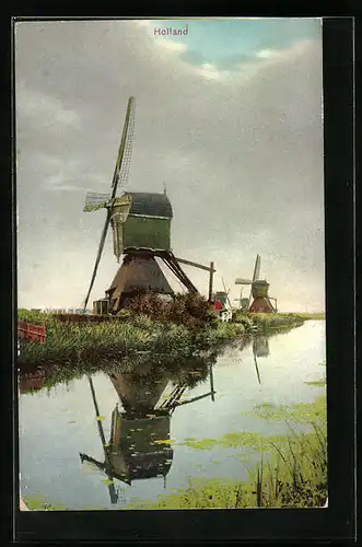 AK Haastrecht, am Ufer neben der Windmühle