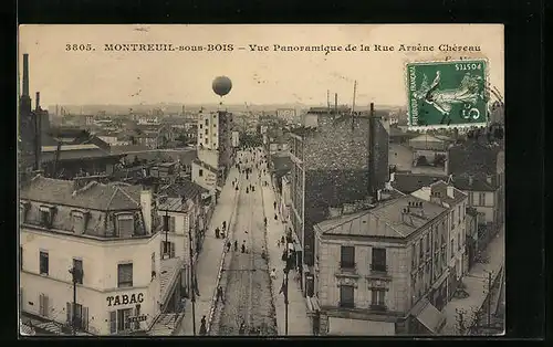 AK Montreuil-sous-Bois, Vue Panoramique de la Rue Arsene Chereau