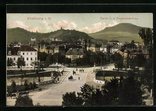 AK Freiburg i. B., Partie b. d. Friedrichsbrücke