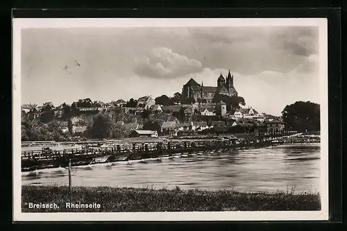 AK Breisach, an der Rheinseite mit Blick zur Stadt