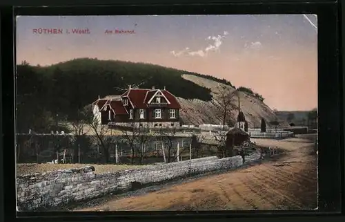 AK Rüthen i. Westf., Partie vor dem Bahnhof