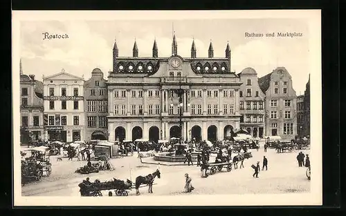 AK Rostock, Rathaus und Marktplatz