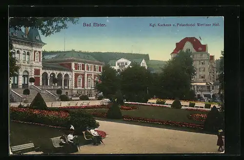 AK Bad Elster, Kgl. Kurhaus und Palasthotel Wettiner Hof