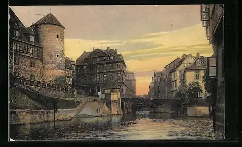 AK Hannover, Partie an der Leine mit Beguinenturm