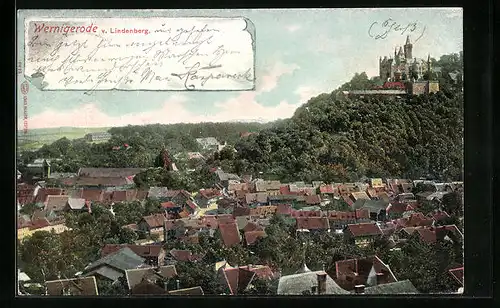 AK Wernigerode, Gesamtansicht mit dem Schloss v. Lindenberg aus