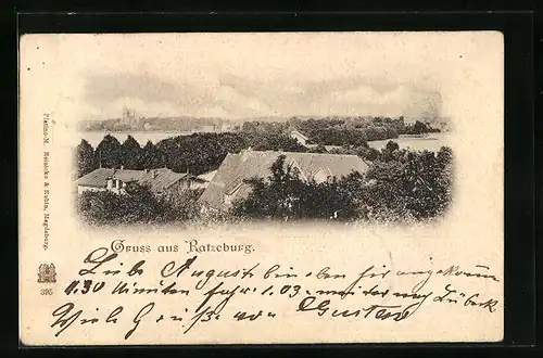 AK Ratzeburg, Blick über die Dächer der Häuser