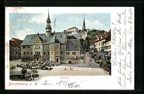 AK Blankenburg a. Harz, Platz vor dem Rathaus