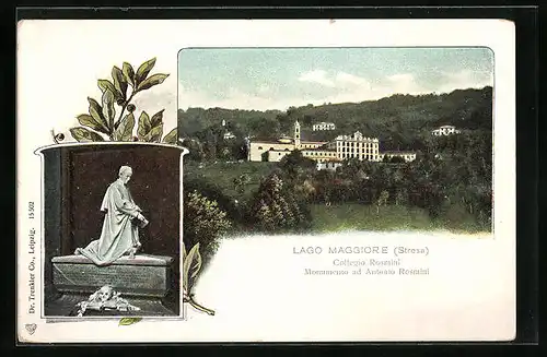 Lithographie Lago Maggiore, Collegio Rosmini Monumento ad Antonio Rosmini, Denkmal