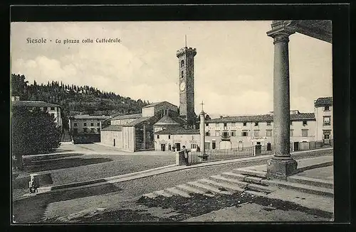 AK Fiesole, La Piazza colla Cattedrale