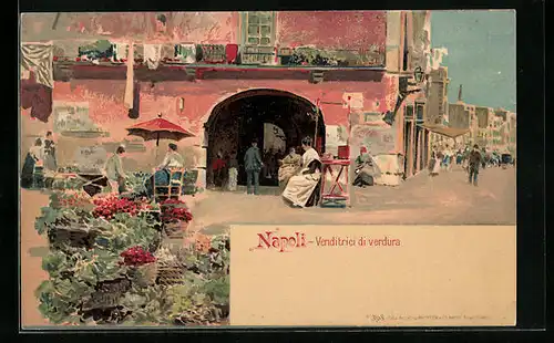 Künstler-AK Napoli, Venditrini di verdura