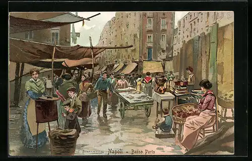 Künstler-AK Napoli, Basso Porto