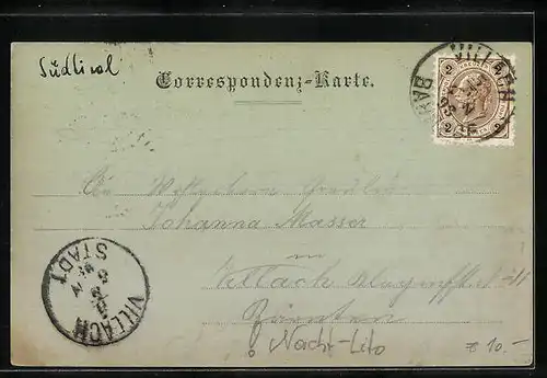 Mondschein-AK Innichen, Generalansicht der Stadt