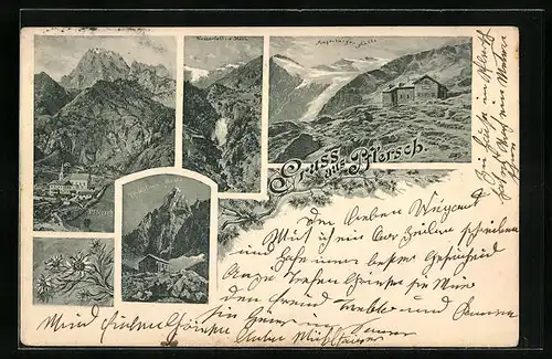 AK Pflersch, Generalansicht, Magdeburger Hütte, Wasserfall i. d. Hölle