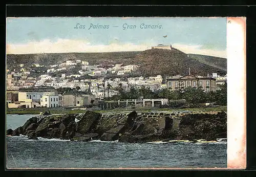 AK Las Palmas, Gran Canaria, Uferanlagen mit Blick auf die Stadt