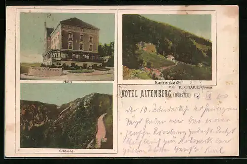 AK Baerenbach, Hotel Altenberg, Blick in die Schlucht