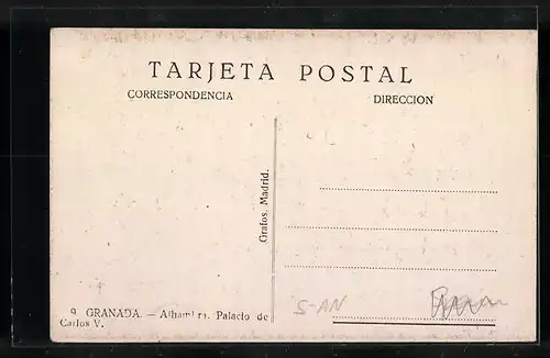 AK Granada, Alhambra Palacio de Carlos V.