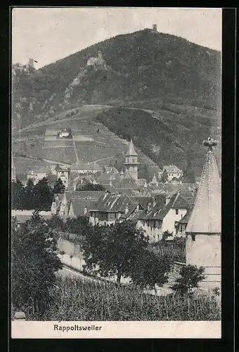 AK Rappoltsweiler, Teilansicht mit Burgruinen